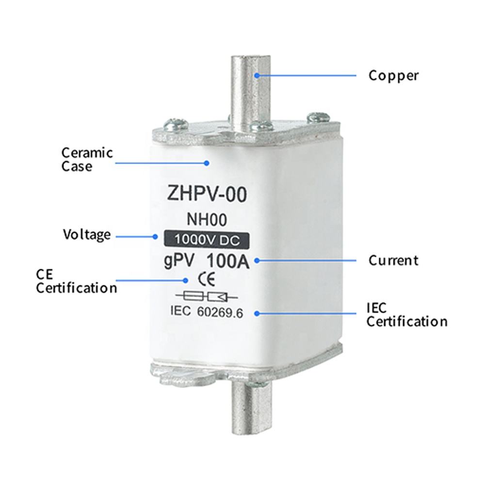 NH00-1000V IEC-laagspanning fotovoltaïsche meszekering kunststof 80A 6ka breukvermogen